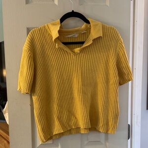 Vintage Old Navy Yellow Ribbed Knit Polo Shirt